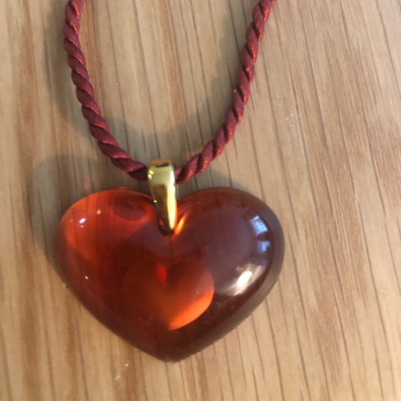 Lalique heart necklace - red - Picture 1 of 3